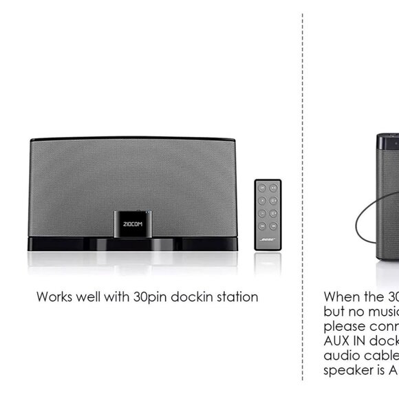 NEW ZIOCOM 30 Pin Bluetooth Adapter Receiver - Bose iPod iPhone SoundDock & More - Picture 5 of 7